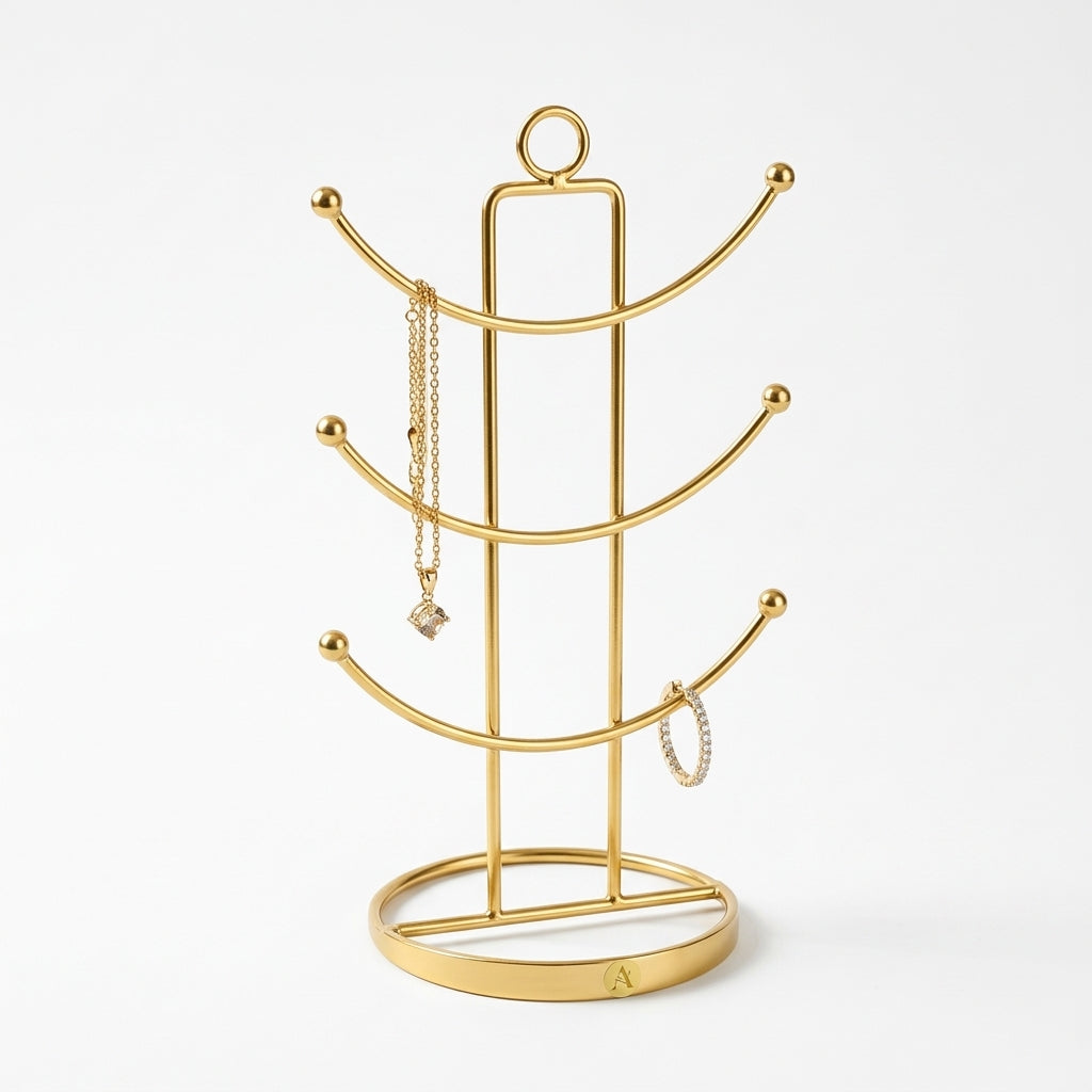 Gold Metal Jewelry Tree Organizer